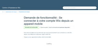 
                            3. Demande de fonctionnalité : Se connecter à votre compte Wix depuis ...