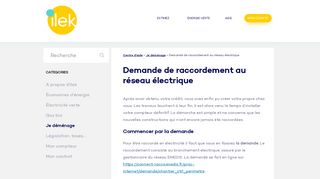 
                            11. Demande de raccordement au réseau électrique - ilek