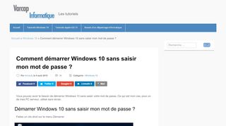 
                            11. Démarrer Windows 10 sans saisir mon mot de passe ?