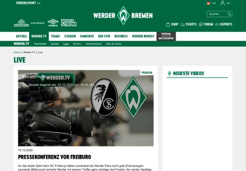 
                            2. Demnächst LIVE auf Werder.TV - Live | Werder.TV