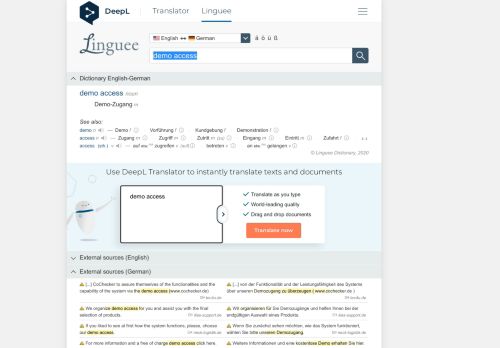 
                            5. demo access - German translation – Linguee