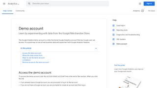 
                            9. Demo account - Analytics Help - Google Support