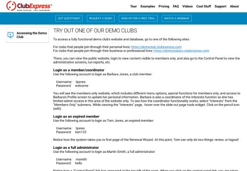 
                            8. Demo Club - ClubExpress - Club and Association Management Software