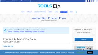 
                            6. Demo Form for practicing Selenium Automation - ToolsQA