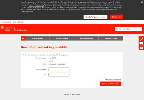 
                            3. Demo Online-Banking pushTAN - Sparkasse Allgäu