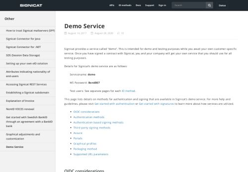 
                            9. Demo Service – Signicat Developer