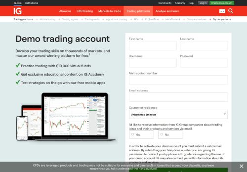 
                            3. Demo Trading Account | Forex, CFDs | IG AE