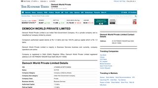 
                            3. Democh World Private Limited - The Economic Times