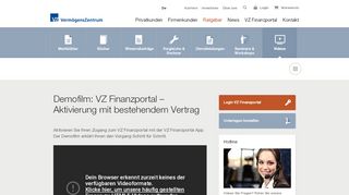 
                            7. Demofilm: VZ Finanzportal – Aktivierung mit bestehendem Vertrag