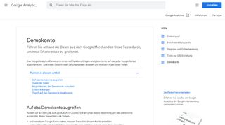
                            7. Demokonto - Google Analytics-Hilfe - Google Support