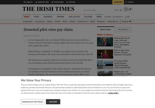 
                            12. Demoted pilot wins pay claim - Irish Times