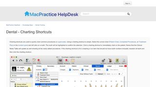 
                            12. Dental - Charting Shortcuts – MacPractice HelpDesk