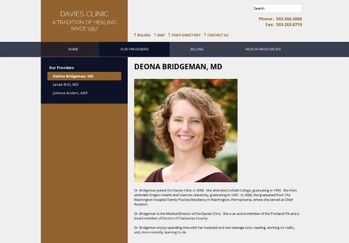 
                            11. DeOna Bridgeman, MD | Davies Clinic | Canby, OR