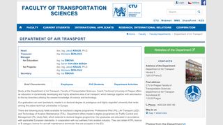 
                            12. Department of Air Transport | CTU in Prague Faculty of ... - ČVUT