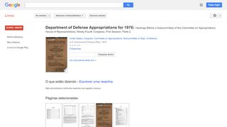 
                            9. Department of Defense Appropriations for 1976: Hearings Before a ...