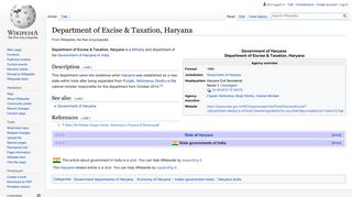 
                            12. Department of Excise & Taxation, Haryana - Wikipedia