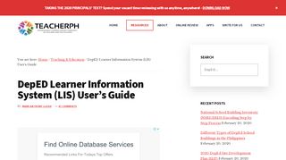 
                            6. DepED Learner Information System (LIS) User's Guide - TeacherPH