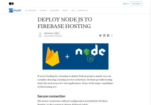 
                            10. DEPLOY NODE JS TO FIREBASE HOSTING – SkyshiDigital – Medium