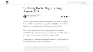 
                            12. Deploying Docker Registry using Amazon ECR – Tony P ... - Medium