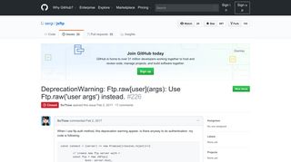 
                            12. DeprecationWarning: Ftp.raw[user](args): Use Ftp.raw('user ... - GitHub