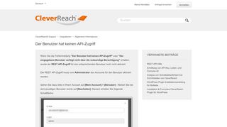 
                            11. Der Benutzer hat keinen API-Zugriff – CleverReach® Support