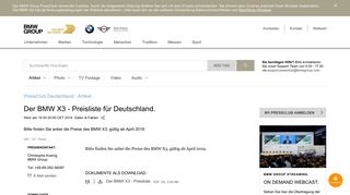 
                            7. Der BMW X3 - Preisliste für Deutschland. - BMW Group PressClub