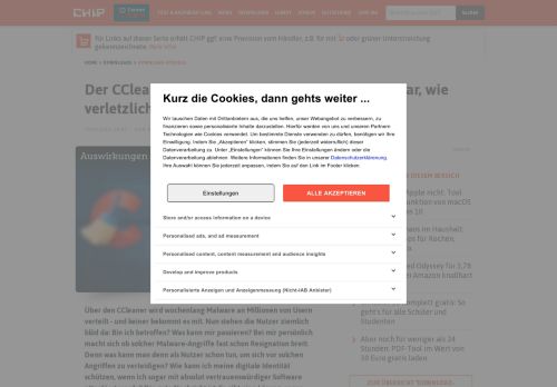 
                            5. Der CCleaner-Hack macht eines deutlich: Und zwar, wie verletzlich ...