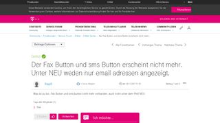 
                            1. Der Fax Button und sms Button erscheint nicht mehr... - Telekom hilft ...