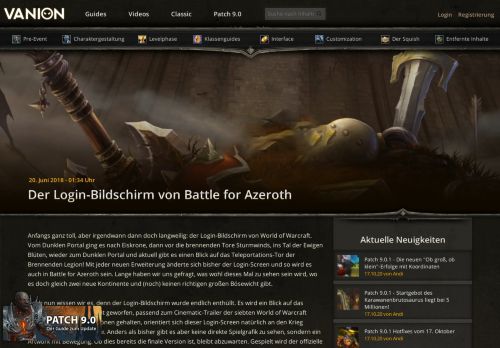 
                            2. Der Login-Bildschirm von Battle for Azeroth - Vanion