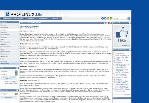 
                            5. Der Shell-Befehl alias - Pro-Linux