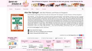 
                            10. ▷ Der Spiegel Abo ▷ bis 135€ Prämie ▷ Abo Prämien-Vergleich