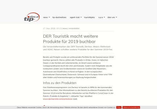 
                            9. DER Touristik macht weitere Produkte für 2019 buchbar » news | tip ...