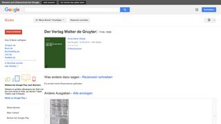 
                            7. Der Verlag Walter de Gruyter: 1749–1999
