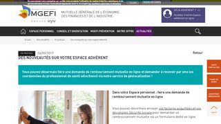 
                            7. Des nouveautés sur votre espace adhérent | MGEFI adhérent