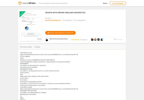 
                            7. DESAFIO NOTA MÁXIMA SIMULADO DIAGNÓSTICO - Passei Direto
