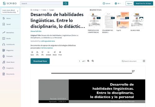 
                            13. Desarrollo de Habilidades Lingüisticas (Entre Lo Disciplinario, Lo ...