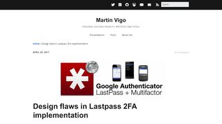 
                            6. Design flaws in Lastpass 2FA implementation - Martin Vigo