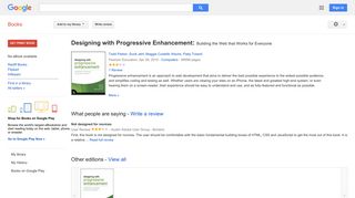 
                            9. Designing with Progressive Enhancement: Building the Web that ... - Google बुक के परिणाम