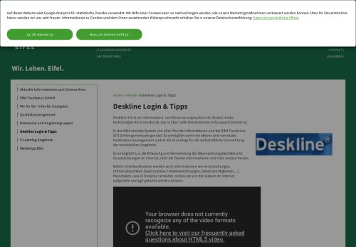 
                            9. Deskline Login & Tipps | Tourismus Eifel