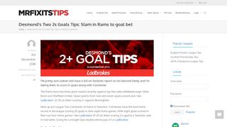 
                            9. Desmond's Two 2s Goals Tips: Slam in Rams to goal bet - MrFixitsTips