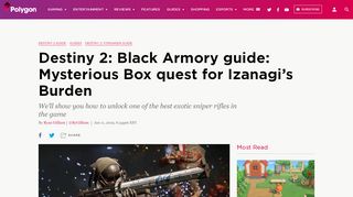 
                            6. Destiny 2: Black Armory Mysterious Box quest and Izanagi's Burden ...