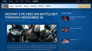 
                            13. Destiny 2 PC Free on Battle.net through November 18 - BlizzCon 2018