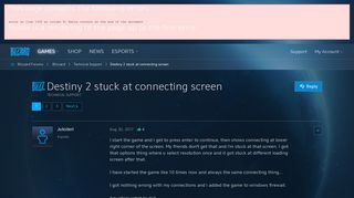 
                            1. Destiny 2 stuck at connecting screen - Blizzard Forums