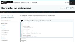 
                            7. Destructuring assignment - JavaScript | MDN