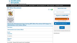 
                            8. DET Bihar Recruitment, Directorate of Employment and Training Jobs
