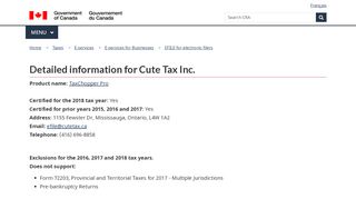 
                            3. Detailed information for Cute Tax Inc. - Canada.ca