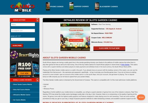 
                            9. Detailed Review of Slots Garden Casino - mobile casino bonuses