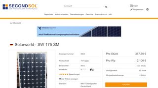 
                            8. Details zum Artikel - [Mono] Solarworld SW 175 SM SecondSol.de