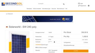 
                            7. Details zum Artikel - [Poly] Solarworld SW 240 poly SecondSol.de