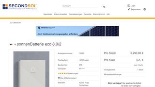 
                            12. Details zum Artikel - [Speicher] sonnenBatterie eco 8.0/2 SecondSol.de